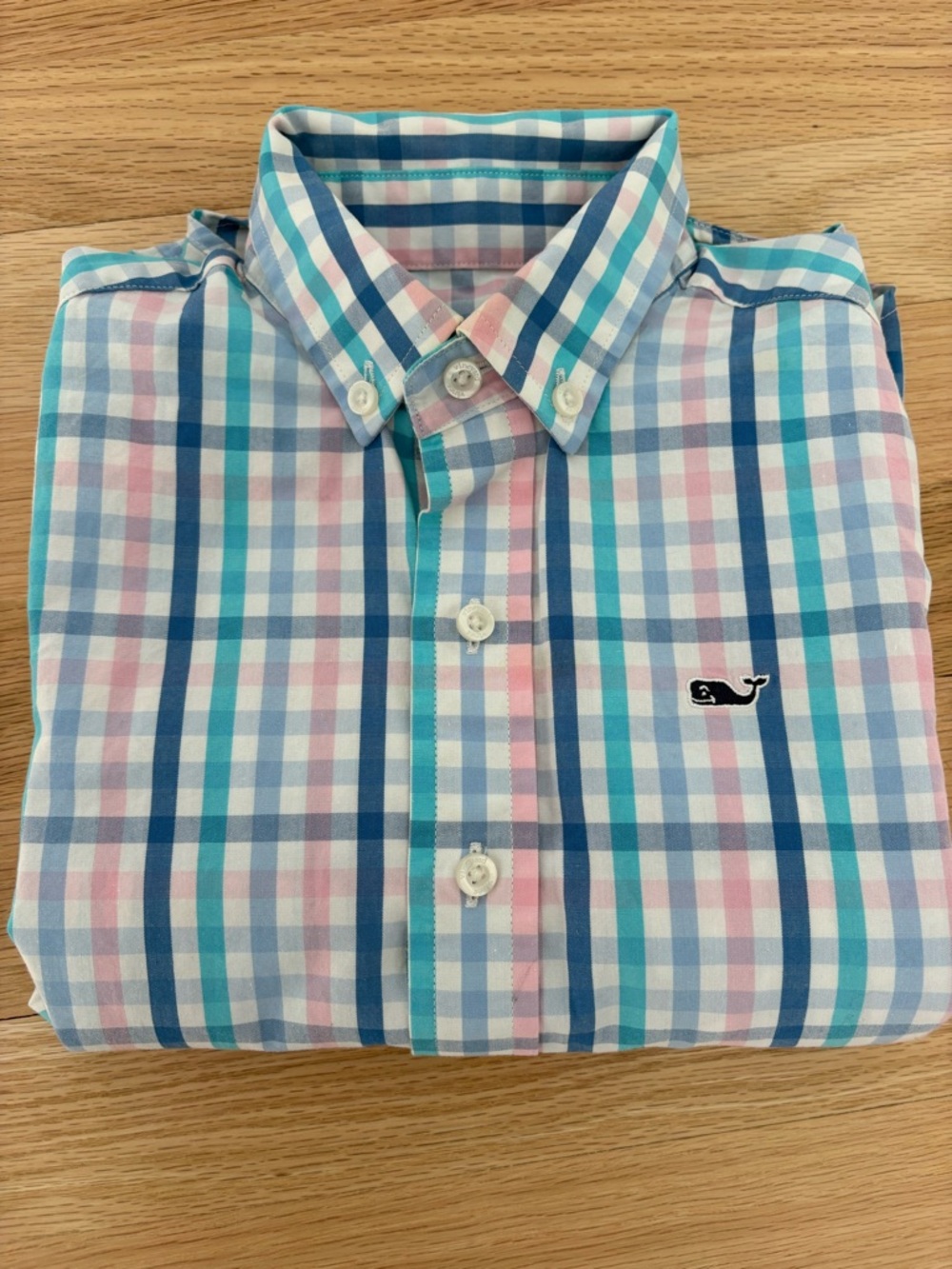 Vineyard Vines Boy's Button-Down Plaid Shirt - Pastel Blue & Pink